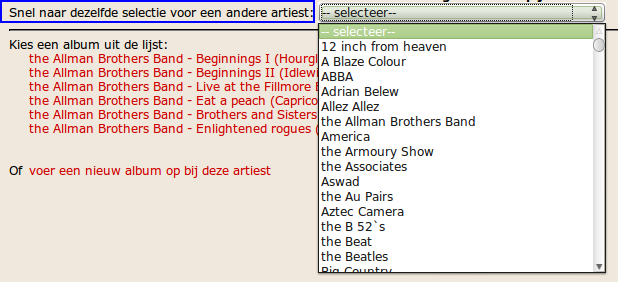 close up of the artists selector