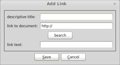 add link dialoog