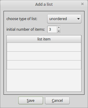 add list dialog