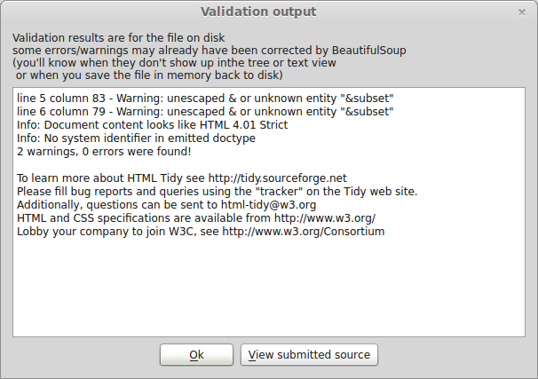 validation output