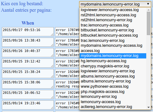 log file selector