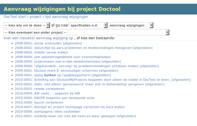 voorbeeld van een documentenlijst
