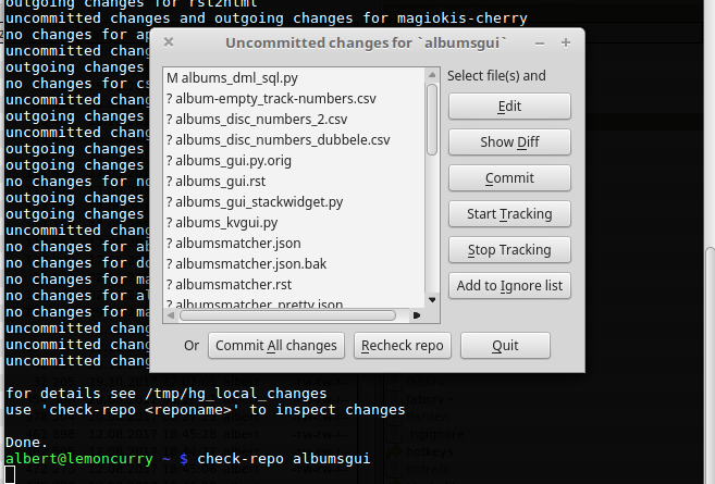 showing the screen of my check-repo tool